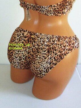 Victoria's Secret Swim Knockout Bikini Bottom SIZE XL Ruched Sides Leopard nwt